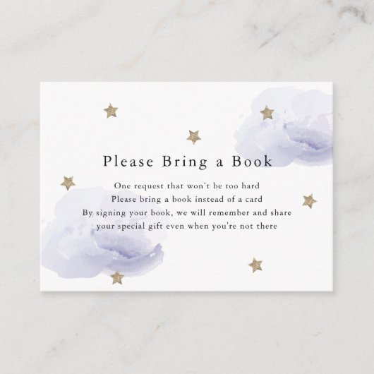 Gold Stars Lavendel Wolken Neem alsjeblieft een bo Informatiekaartje (Voorkant)