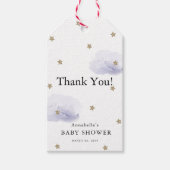 Gold Stars & Lavender Clouds Baby shower Hartelijk Cadeaulabel (Voorkant)