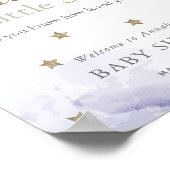 Gold Stars & Lavender Clouds Baby shower Welkom Poster (Hoek)