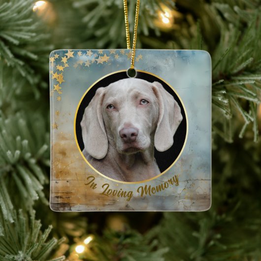 Gold Stars Lijst op Wood Pet Memorial Keramisch Ornament (Boom)