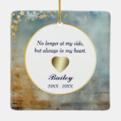 Gold Stars Lijst op Wood Pet Memorial Keramisch Ornament (Achterkant)