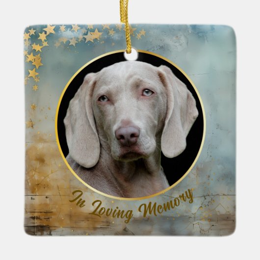Gold Stars Lijst op Wood Pet Memorial Keramisch Ornament (Voorkant)