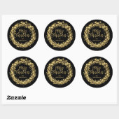 Gold Stars Merry kerst Ronde Sticker (Vel)
