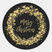 Gold Stars Merry kerst Ronde Sticker (Voorkant)