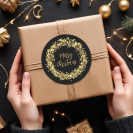 Gold Stars Merry kerst Ronde Sticker