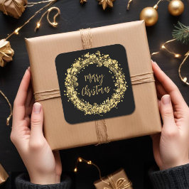 Gold Stars Merry kerst Vierkante Sticker