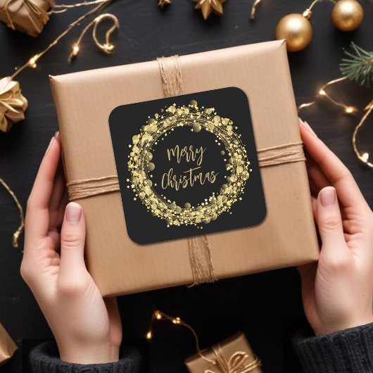 Gold Stars Merry kerst Vierkante Sticker