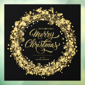 Gold Stars Merry KerstBlack Raamsticker (Vel 3)