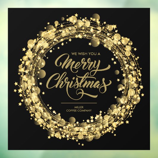 Gold Stars Merry KerstBlack Raamsticker (Vel 3)