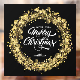 Gold Stars Merry KerstBlack Raamsticker