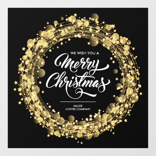 Gold Stars Merry KerstBlack Raamsticker (Vel)
