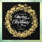 Gold Stars Merry KerstBlack Raamsticker (Vel 3)