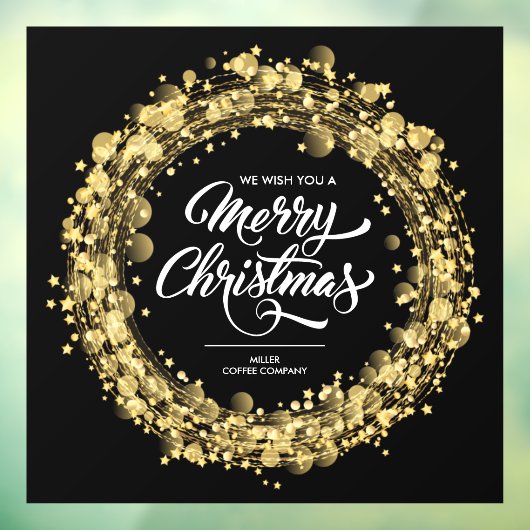 Gold Stars Merry KerstBlack Raamsticker (Vel 3)