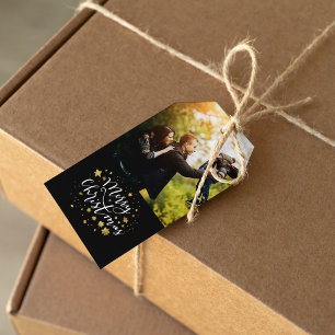 Gold Stars "Merry Kerstmis" Cadeaulabel