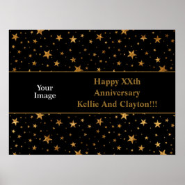 Gold Stars met bericht/foto-Jubileum Poster