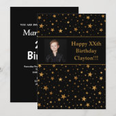 Gold Stars met berichtfoto op zwarte dag Kaart (Voorkant / Achterkant)