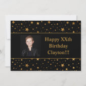 Gold Stars met berichtfoto op zwarte dag Kaart (Voorkant)