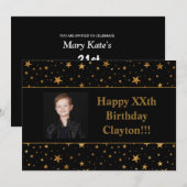 Gold Stars met berichtfoto op zwarte dag Kaart (Voorkant / Achterkant)