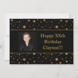 Gold Stars met berichtfoto op zwarte dag Kaart