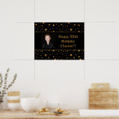 Gold Stars met berichtfoto op zwarte dag Poster (Keuken)