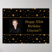 Gold Stars met berichtfoto op zwarte dag Poster (Voorkant)