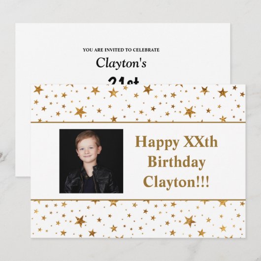 Gold Stars met berichtfoto 's avonds Kaart (Voorkant / Achterkant)