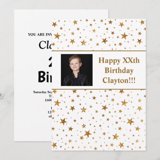 Gold Stars met berichtfoto 's avonds Kaart (Voorkant / Achterkant)