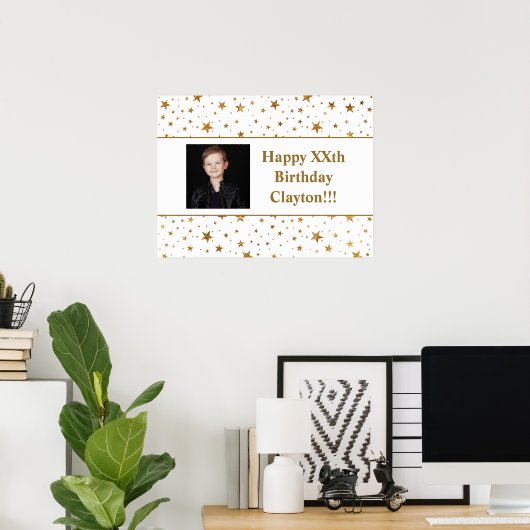 Gold Stars met berichtfoto 's avonds Poster (Thuiskantoor)