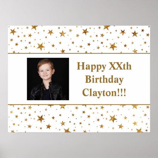 Gold Stars met berichtfoto 's avonds Poster (Voorkant)