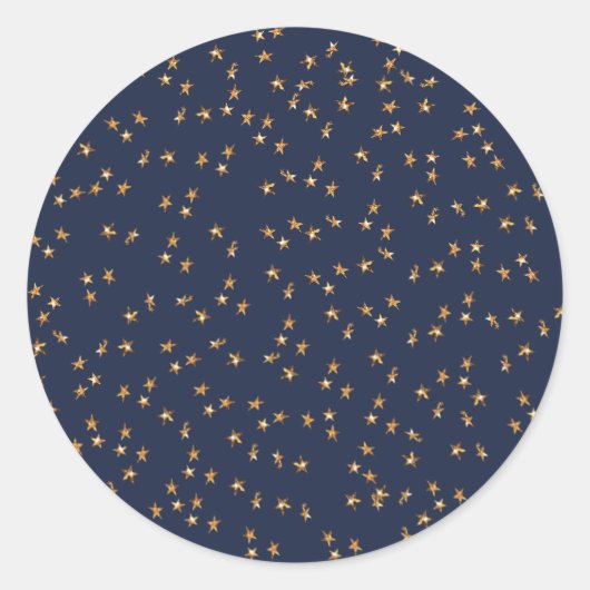 Gold Stars Midnight Blue Classic Round Sticker (Voorkant)