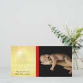 Gold Stars Mijn 1e Kerst Baby Fotokaart Feestdagenkaart (Staand voorkant)