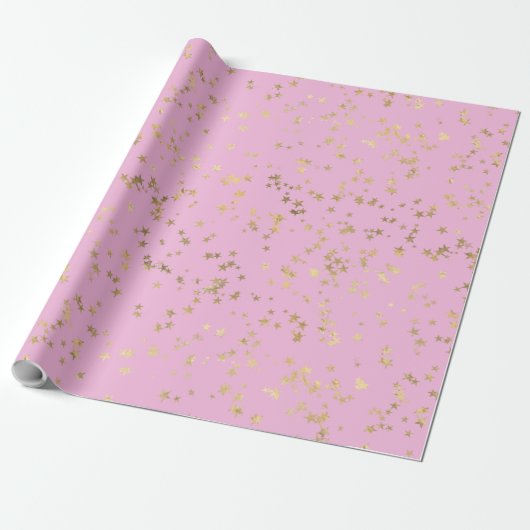 Gold Stars Minimalist Elegant Cadeaupapier (Uitgerold)