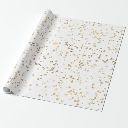 Gold Stars Minimalist Elegant Cadeaupapier (Uitgerold)