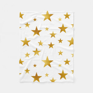 Gold Stars Modern White Fleece Deken