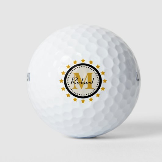 Gold Stars Monogram Golfballen (Voorkant)