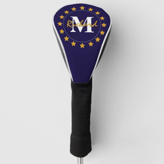 Gold Stars Monogram Golfheadcover (Voorkant)