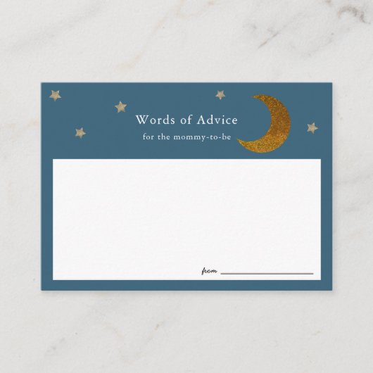 Gold Stars & Moon Baby shower Advice Cards Informatiekaartje (Voorkant)