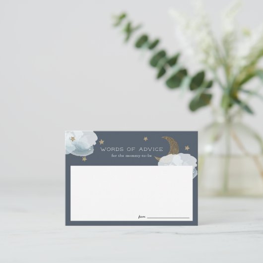 Gold Stars & Moon Baby shower Advice Cards Informatiekaartje (Staand voorkant)