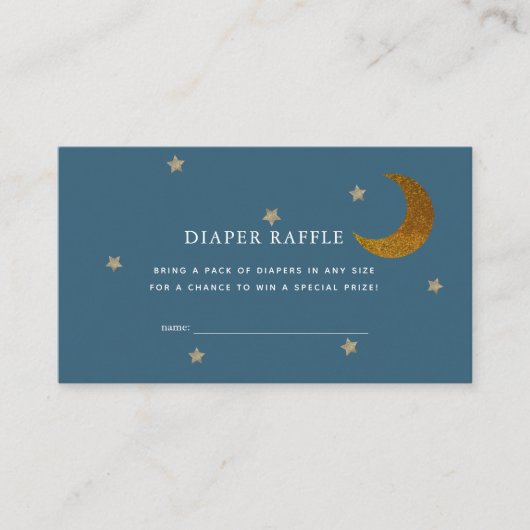 Gold Stars & Moon Baby shower Luier Raffle Ticket Informatiekaartje (Voorkant)