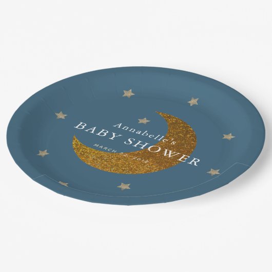 Gold Stars & Moon Baby shower Papier Bord (Gekanteld)