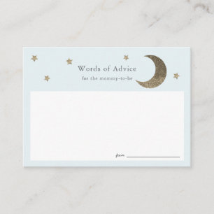 Gold Stars & Moon Blue Baby shower Advies Kaarten