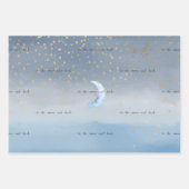 Gold Stars Moon Blue Ombre Inpakpapier Vel (Voorkant 3)