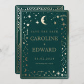 Gold Stars Moon Celestial QR Code Save the Date (Voorkant / Achterkant)