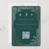 Gold Stars Moon Celestial QR Code Save the Date (Achterkant)
