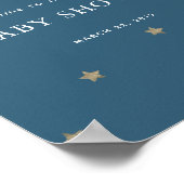 Gold Stars & Moon Navy Baby Shower Welcome Sign Poster (Hoek)