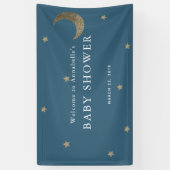 Gold Stars & Moon Navy Blue Baby shower Banner (Verticaal)