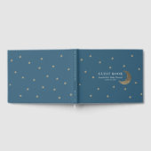 Gold Stars & Moon Navy Blue Baby shower Gastenboek (Volledig)