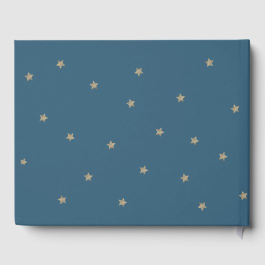 Gold Stars & Moon Navy Blue Baby shower Gastenboek (Achterkant)