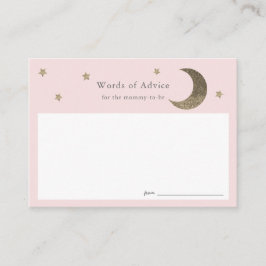 Gold Stars & Moon Pink Baby shower Advies Kaarten