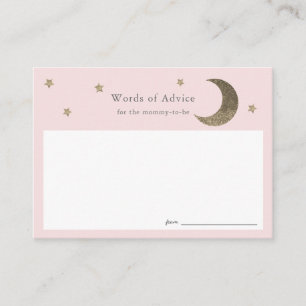 Gold Stars & Moon Pink Baby shower Advies Kaarten